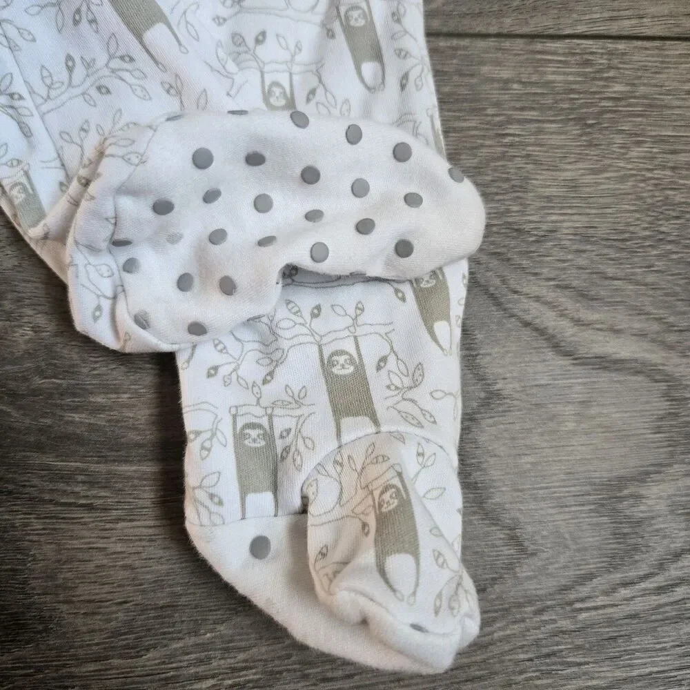 Feather Baby 6-9M 100% Pima Cotton Sloth Printable Footie Sleeper One Piece Zip